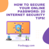 How to Secure Your Online Password: 20 Internet Security Tips!